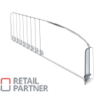 Oddzielacz towaru wysokość 120 mm z frontem o wysokości 80 mm dł. max. 485 mm