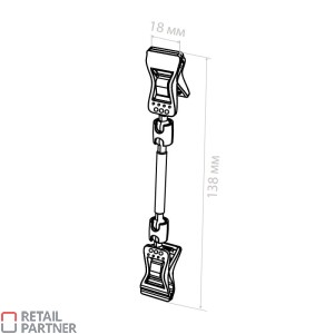 Klamerka mała do mis, butów, blachy, itp. z kulkowym, małym uchwytem klamerkowym do cienkich i grubszych tabliczek i laminatów. Z ramieniem przedłużającym 5 cm. Rysunek