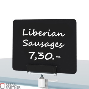 Tabliczka czarna do cen. Format A8. Do użycia z pisakami zmywalnymi lub suchościeralnymi. 